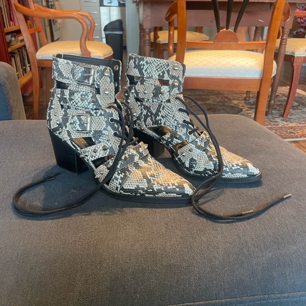 Sam Edelman Snakeskin Lace-Up Ankle Boots